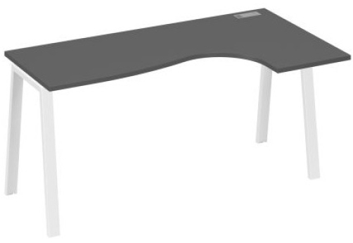 Стол эргономичный правый Мира Трио, цвет антрацит премиум + белый