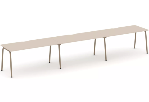 Рабочая станция на 3 места (с вырезом под провода), цвет капучино