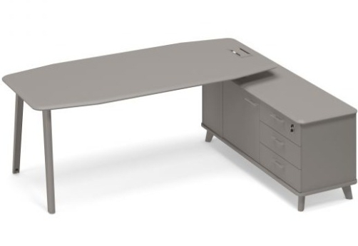 Стол руководителя с опорной тумбой правый (тип 2) Види Металл, цвет мокко