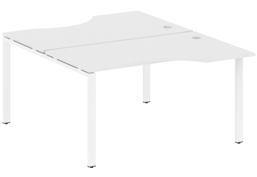 Стол на 2 рабочих места эргономичный, цвет белый