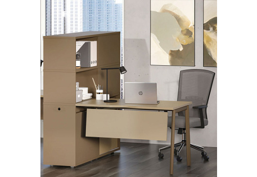 Стол-приставка с опорной тумбой (с лючком) Макси Офис, цвет капучино