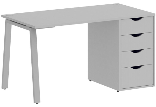 Стол письменный с тумбой 4 ящика, цвет серый + серый