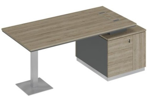 Стол на опорной тумбе Римини Т, цвет дуб светлый + антрацит + дуб светлый