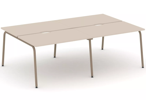 Рабочая станция на 4 места (с вырезом под провода), цвет капучино