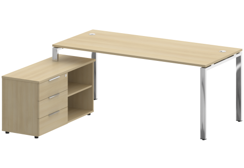 Стол руководителя с опорной тумбой левый, цвет акация