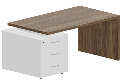 Стол на опорной тумбе (левый) Эльберт, цвет орех + белый