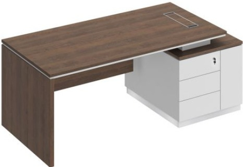 Стол руководителя на опорной тумбе (опора ДСП) Римини Т, цвет дуб темный + белый + белый