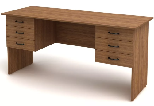 Стол 2-тумбовый (6 ящиков), цвет орех