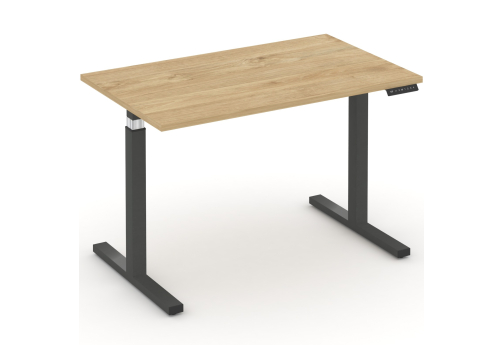 Стол электроподъемный, антрацит + тиквуд светлый