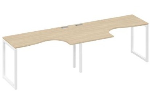 Рабочая станция эргономичная (2х140) Мира Одри, цвет дуб скандинавский + белый