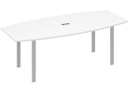 Стол для переговоров фигурный Мира Нумо, цвет белый премиум + серый