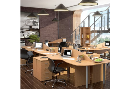 Составной стол на 8 рабочих мест Корсо, цвет бук