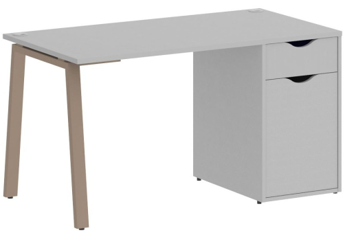Стол письменный с тумбой, цвет серый + мокко