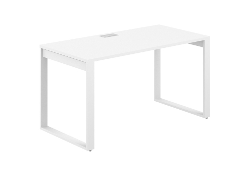 Стол рабочий с лючком Фламинго, цвет белый + белый