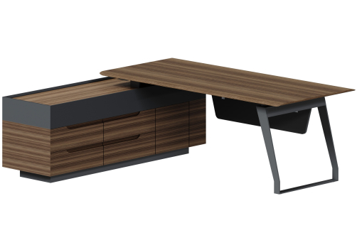 Стол на опорной тумбе левый Каприо, цвет орех