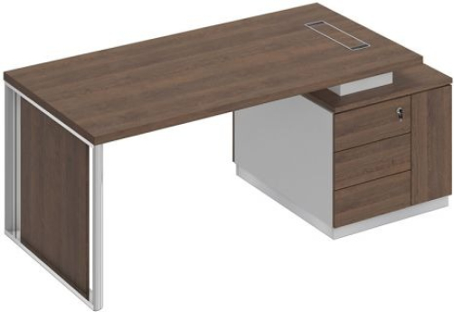 Стол руководителя с декоративной вставкой Римини, цвет дуб темный + белый + дуб темный