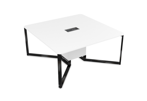 Стол-квадрат, цвет белый премиум + черный-глянец