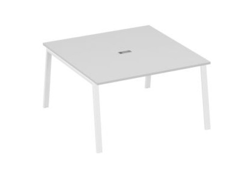 Стол для переговоров Мира Трио, цвет серый + белый