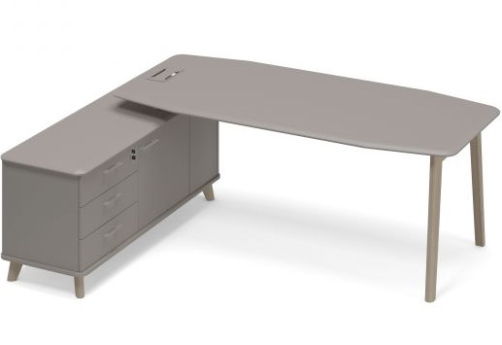 Стол руководителя на опорной тумбе правый (тип 2) Види Вуд, цвет вяз + мокко