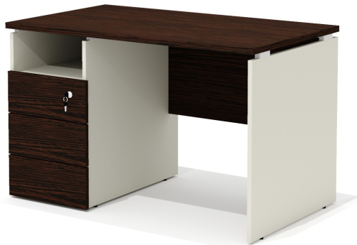 Стол рабочий прямой с тумбой (левый) Некста, цвет венге + беж