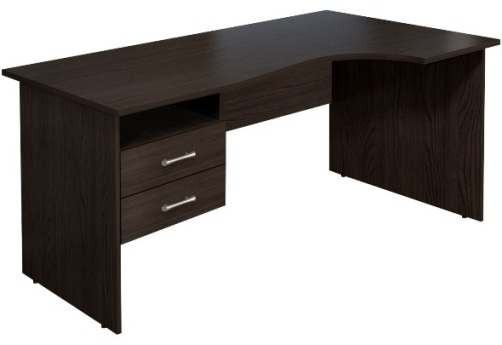 Стол криволинейный с тумбой правый, цвет венге