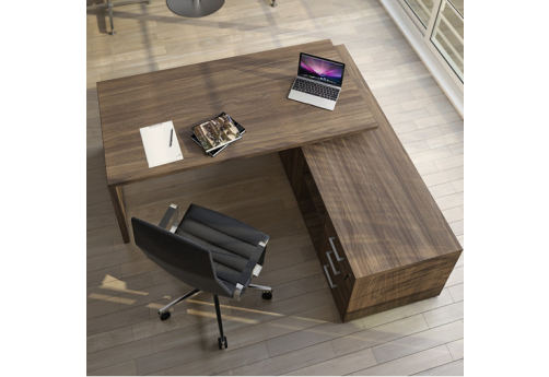 Стол на опорной сервисной тумбе (правый) Эльберт, цвет орех