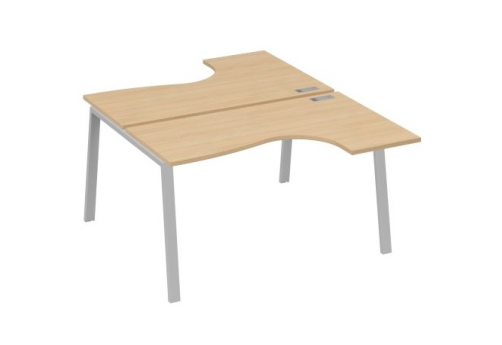 Рабочая станция эргономичная 2х140 Мира Трио, цвет натуральный дуб + серый