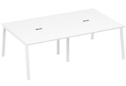 Стол для переговоров Мира Трио, цвет белый премиум + белый