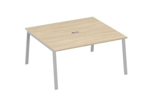 Стол для переговоров Мира Трио, цвет дуб скандинавский + серый