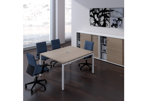 Стол для переговоров с подрозетником Брента, цвет светлый дуб