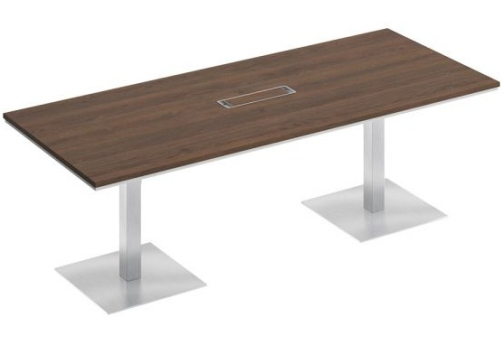 Стол для переговоров на квадратных опорах Римини Т, цвет дуб темный