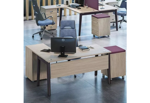 Стол с приставной тумбой и экраном Лотос Вуд, цвет денвер светлый