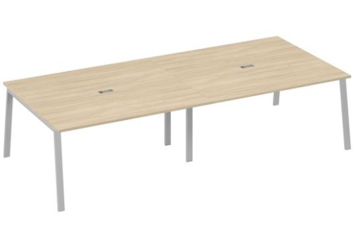 Стол для переговоров Мира Трио, цвет дуб скандинавский + серый