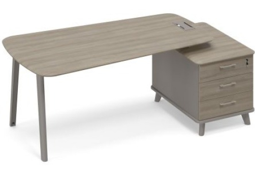 Стoл с малой опорной тумбой (тип 3) для руководителя Види Металл, цвет мокко + вяз