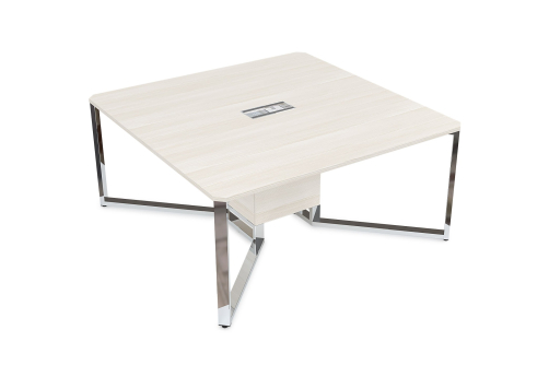 Стол-квадрат, цвет слоновая кость + металл-глянец