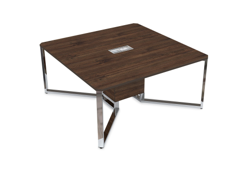 Стол-квадрат, цвет брауни + металл-глянец