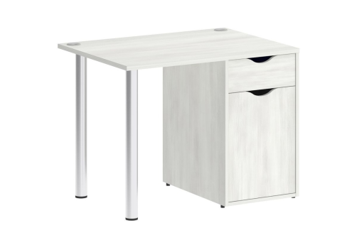 Стол письменный с тумбой, цвет белое дерево