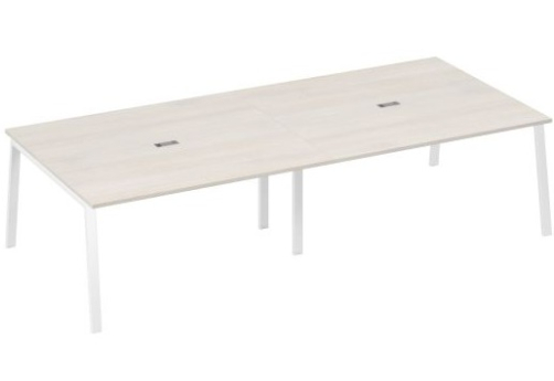 Стол для переговоров Мира Трио, цвет дуб шамони + белый