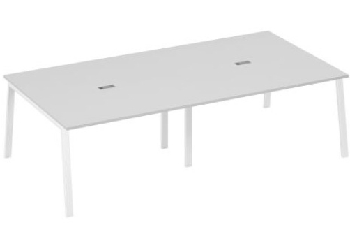 Стол для переговоров Мира Трио, цвет серый + белый