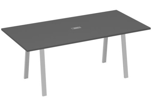 Стол для переговоров 200 Мира Трио, цвет антрацит премиум + серый