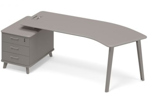 Стол руководителя левый эргономичный на тумбе малой (тип 5) Види Металл, цвет мокко