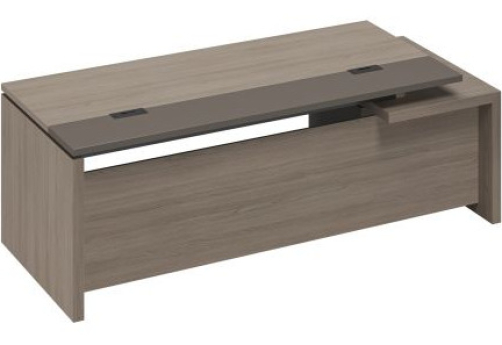 Стол руководителя с кабель-каналами с тумбой 3-ящичной с замком левый Британия, цвет дуб + серый
