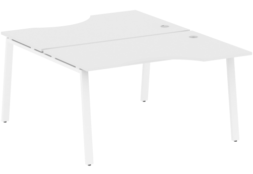Стол на 2 рабочих места эргономичный, цвет белый