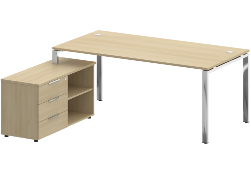 Стол руководителя с опорной тумбой левый, цвет акация