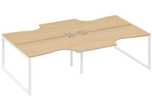 Рабочая станция эргономичная (4х140) Мира Одри, цвет натуральный дуб + белый