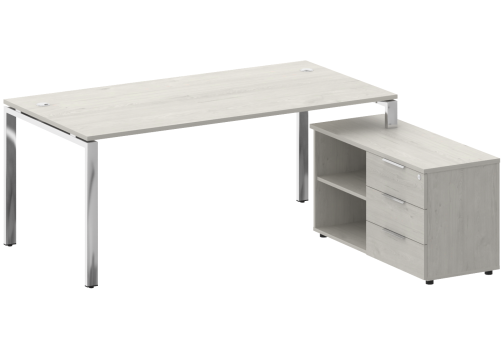 Стол руководителя с опорной тумбой правый, цвет дуб наварра