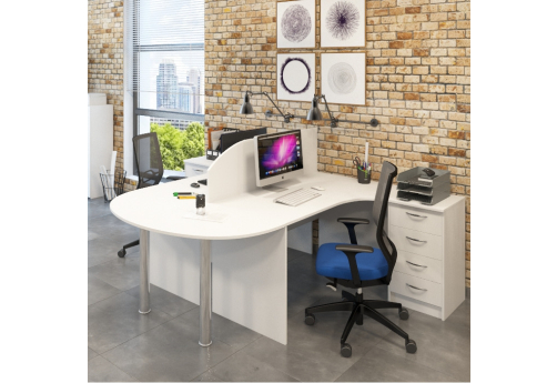 Рабочая станция на 2 человека МЛ Стиль Белый, цвет белый