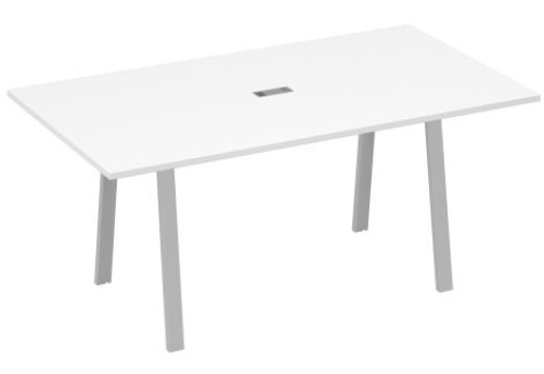 Стол для переговоров 180 Мира Трио, цвет белый премиум + серый