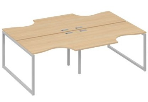 Рабочая станция эргономичная (4х120) Мира Одри, цвет натуральный дуб + серый