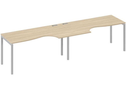 Рабочая станция эргономичная 2х160 Классика Мира Лофт, цвет дуб скандинавский + серый